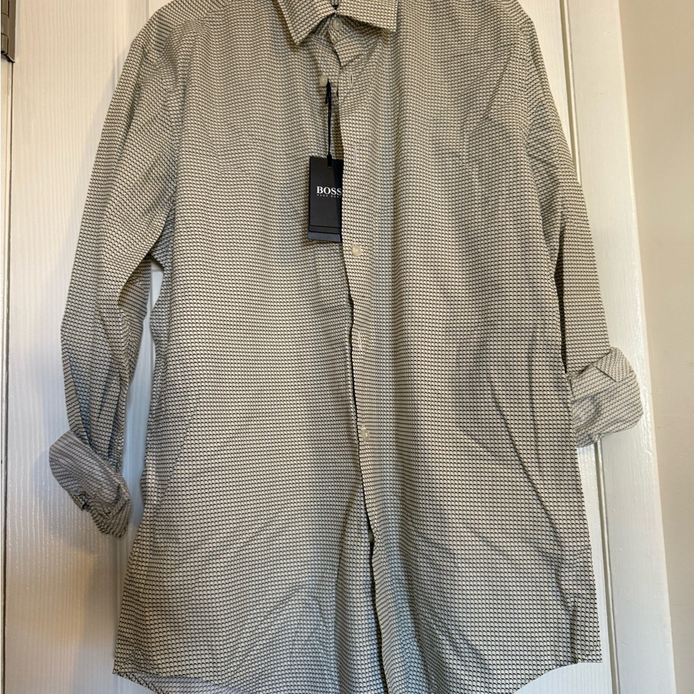Hugo Boss Casual Button Down Shirt - Black and White